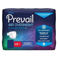 First Quality Unisex Adult Incontinence Brief Prevail Air™ Overnight Size 1 Disposable Heavy Absorbency
