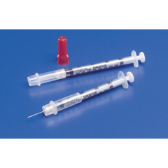 MON230184BX - Covidien - Tuberculin Syringe with Needle Monoject® 1 mL 25 Gauge 5/8 Attached Sliding Safety Needle, 100 EA/BX
