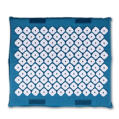 Accutens Kanjo Acupressure Foot Mat Sapphire / White Cotton-Linen Fabric / Memory Foam / Plastic 14 X 16 Inch
