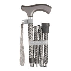 Mabis Healthcare Folding Cane Switch Sticks Aluminum 32 to 37 Inch Height Graphite, 1 Each