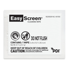 PDI Easy Screen Surface Cleaner Premoistened Alcohol Based Manual Pull Wipe 50 Count Individual Packet Alcohol Scent NonSterile, 500 per Case