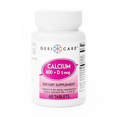 Geri-Care Joint Health Supplement Geri-Care&reg; Vitamin D3 / Calcium Carbonate 200 IU - 600 mg Strength Tablet 60 per Bottle