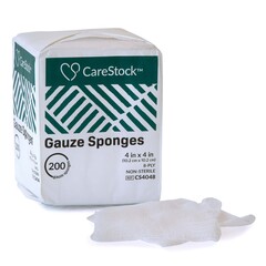 CareStock Gauze Sponge CareStock™ 4 X 4 Inch 8-Ply NonSterile, 4000/CS