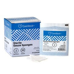 CareStock Gauze Sponge CareStock™ 2 X 2 Inch 8-Ply Sterile, 1500/CS