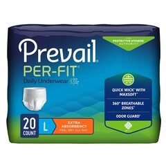 First Quality Unisex Adult Absorbent Underwear Prevail Per-Fit Extra Pull On with Tear Away Seams Large Disposable Heavy Absorbency