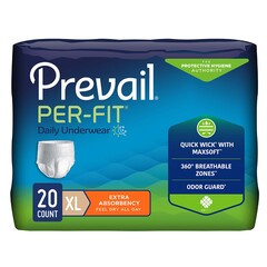 First Quality Unisex Adult Absorbent Underwear Prevail Per-Fit Extra Pull On with Tear Away Seams X-Large Disposable Heavy Absorbency