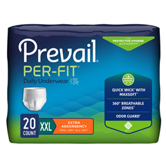 First Quality Unisex Adult Absorbent Underwear Prevail Per-Fit Extra Pull On with Tear Away Seams 2X-Large Disposable Heavy Absorbency