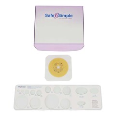 Safe n Simple Ostomy Barrier Trim to Fit, Standard Wear Flexible Tape 57 mm Flange Red Code System Up to 1-3/4 Inch Opening 5 X 5 Inch, 80/CS