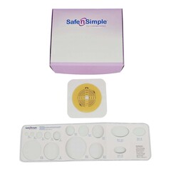 Safe n Simple Ostomy Barrier Safe n Simple™ Trim to Fit, Standard Wear Flexible Tape 70 mm Flange Up to 2-1/4 Inch Opening 5 X 5 Inch, 80/CS