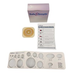 Safe n Simple Ostomy Barrier Trim to Fit, Extended Wear Without Tape 45 mm Flange Hydrocolloid Up to 1-1/4 Inch Opening 4 X 4 Inch