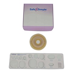 Safe n Simple Ostomy Barrier Precut, Extended Wear Adhesive Tape Collar 57 mm Flange Red Code System 1-1/8 Inch Opening 5 X 5 Inch, 40/CS