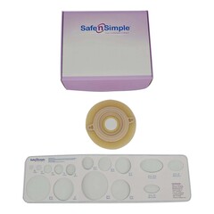 Safe n Simple Ostomy Barrier Precut, Extended Wear Adhesive Tape Collar 57 mm Flange Red Code System 1-1/4 Inch Opening 5 X 5 Inch, 40/CS
