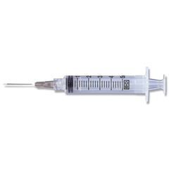 BD Syringe with Hypodermic Needle PrecisionGlide™ 5 mL 21 Gauge 1 Inch Detachable Needle Without Safety, 100 EA/BX