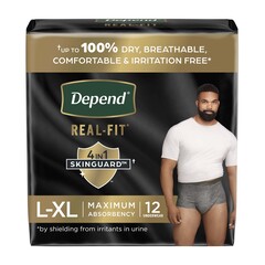 Kimberly-Clark Male Adult Absorbent Underwear Depend Real Fit Waistband Style Large / X-Large Disposable Heavy Absorbency