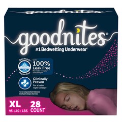 Kimberly-Clark Female Youth Absorbent Underwear GoodNites Pull On with Tear Away Seams X-Large Disposable Heavy Absorbency