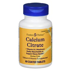 21st Century Joint Health Supplement Foster  Thrive™ Calcium Citrate / Vitamin D3 500 IU - 630 mg Strength Tablet 60 per Bottle, 1/BT