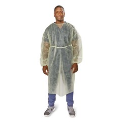 McKesson Protective Procedure Gown One Size Fits Most Yellow NonSterile Not Rated Disposable, 100/CS