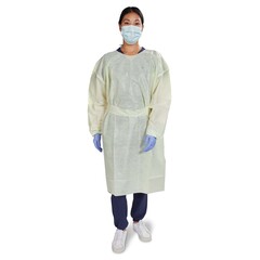 McKesson Protective Procedure Gown One Size Fits Most Yellow NonSterile AAMI Level 2 Disposable, 100/CS