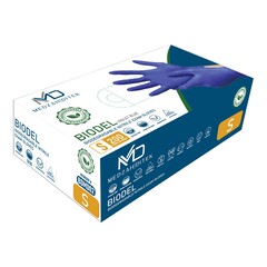 Medzah Industries Exam Glove BIODEL Small NonSterile Nitrile Standard Cuff Length Textured Fingertips Violet Blue Chemo Tested / Fentanyl Tested