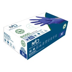 Medzah Industries Exam Glove BIODEL Medium NonSterile Nitrile Standard Cuff Length Textured Fingertips Violet Blue Chemo Tested / Fentanyl Tested, 2000/CS