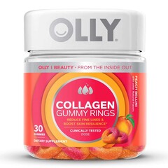 OLLY Dietary Supplement OLLY Collagen Rings Collagen Peptides 2,500 mg Strength Gummy 30 per Bottle Peach Flavor