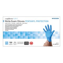 McKesson Exam Glove Confiderm&reg; 6.8C 2X-Large NonSterile Nitrile Standard Cuff Length Fully Textured Blue Chemo Tested / Fentanyl Tested, 100/BX