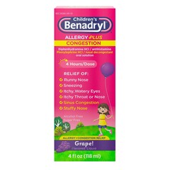 J & J Healthcare Systems Childrens Allergy Relief Children’s BENADRYL Allergy Plus Congestion 12.5 mg - 5 mg Strength Liquid 4 oz.