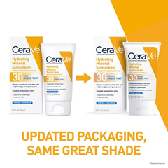 L'Oreal Sunscreen CeraVe&reg; Hydrating Mineral Sunscreen Face Sheer Tint SPF30 Lotion 1.7 oz. Tube, 1/EA