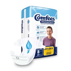 Attends Unisex Youth Incontinence Brief Comfees Youngsters Size 8 Disposable Heavy Absorbency