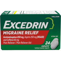 Haleon US Services Pain Relief Excedrin&reg; Migraine 250 mg - 250 mg - 65 mg Strength Acetaminophen / Aspirin / Caffeine Caplet 24 per Bottle, 1/BT