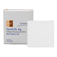 Focus Health Group Silver Collagen Dressing ZeniCOL Ag 2 X 2 Inch Square Sterile, 10/BX