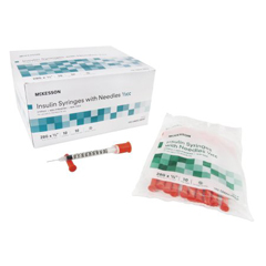MON942663BX - McKesson - Insulin Syringe with Needle 0.5 mL 28 Gauge 1/2 Inch Attached Needle Without Safety, 100EA/BX