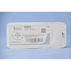 J & J Healthcare Systems Absorbable Suture with Needle PDS™ II Polydioxanone CP-1 1/2 Circle Reverse Cutting Needle Size 0 Monofilament, 36/BX