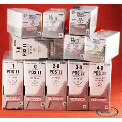 J & J Healthcare Systems Absorbable Suture with Needle PDS™ II Polydioxanone FS-1 3/8 Circle Reverse Cutting Needle Size 3 - 0 Monofilament