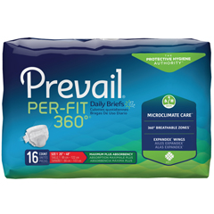 MON886533BG - First Quality - Prevail® Per-Fit 360 Max, Plus Absorbency Winged Brief, Medium, (26 to 48), 16/BG