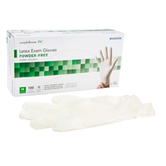 MON921598BX - McKesson - Exam Glove Confiderm NonSterile Powder Free Latex Textured Ivory Medium Ambidextrous
