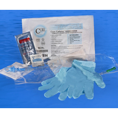 MON701377EA - Cure Medical - Intermittent Catheter Tray Cure Catheter Straight Tip 14 Fr.