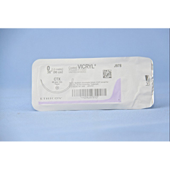 J & J Healthcare Systems Absorbable Suture with Needle Coated Vicryl Polyglactin 910 CTX 1/2 Circle Taper Point Needle Size 0 Braided