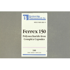 MON632230BT - Breckenridge Pharmaceutical - Iron Supplement Ferrex® 150 mg Capsules, 100/BX