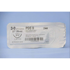 J & J Healthcare Systems Absorbable Suture with Needle PDS™ II Polydioxanone CP-2 1/2 Circle Reverse Cutting Needle Size 3-0 Monofilament, 36/BX