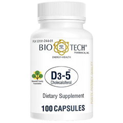 MON722247BT - Bio Tech - Vitamin D3 Supplement, 5000 IU Strength, Capsule, 100 per Bottle