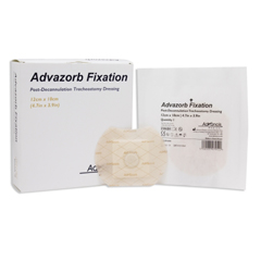 MON1106223BX - Dukal - Tracheostomy Dressing Advazorb Fixation Foam / Silicone 4-1/2 X 4 Inch Round Sterile, 10/BX