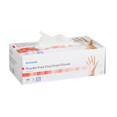 MON833078BX - McKesson - Vinyl Exam Gloves, NonSterile, Clear, Powder Free, 130 Gloves