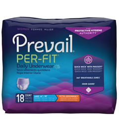 MON1083189BG - First Quality - Prevail® Per-Fit® Women Contoured Underwear, Moderate Absorbency, Large, (44 to 58), 18/BG