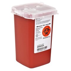 Cardinal Health SharpSafety™ Sharps Container, Phlebotomy, Red, 1 Quart