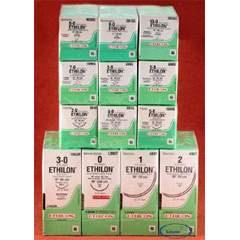 J & J Healthcare Systems Nonabsorbable Suture with Needle Ethilon™ Nylon VAS100-4 3/8 Circle Spatula Needle Size 9 - 0 Monofilament