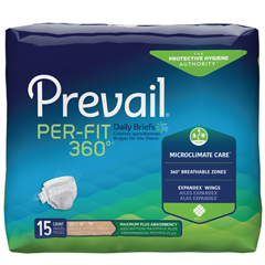 MON886535CS - First Quality - Prevail® Per-Fit 360 Max, Plus Absorbency Winged Brief, XL, (58 to 70), 15/BG, 4BG/CS