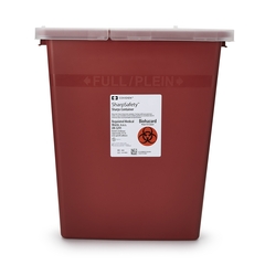 Cardinal Health SharpSafety™ Sharps Container Hinged Lid, Red 8 Gallon