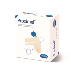 MON1112840BX - Hartmann - Silicone Foam Dressing Proximel 6 X 6 Inch Square Silicone Adhesive with Border Sterile, 5/BX