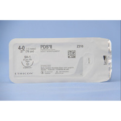 J & J Healthcare Systems Absorbable Suture with Needle PDS™ II Polydioxanone SH-1 1/2 Circle Taper Point Needle Size 4-0 Monofilament, 36/BX